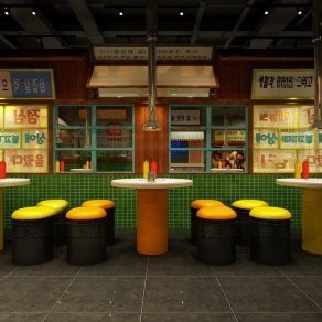 现代韩国烤肉餐厅3D模型下载